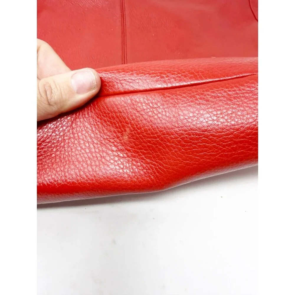 Coach Park Pebble Leather Hobo Shoulder Bag Purse Zip Top F23293 Red Large‎
